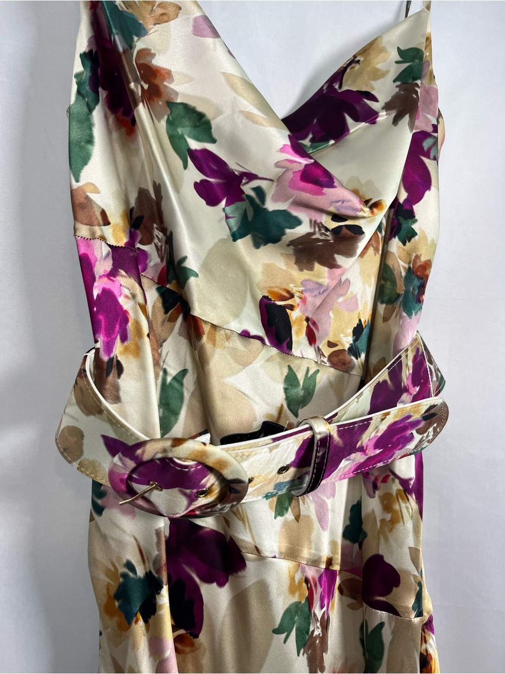 Nicholas floral nahara lark belted slip maxi dress silk cowl neck US SZ 8 EUC - Picture 4 of 13